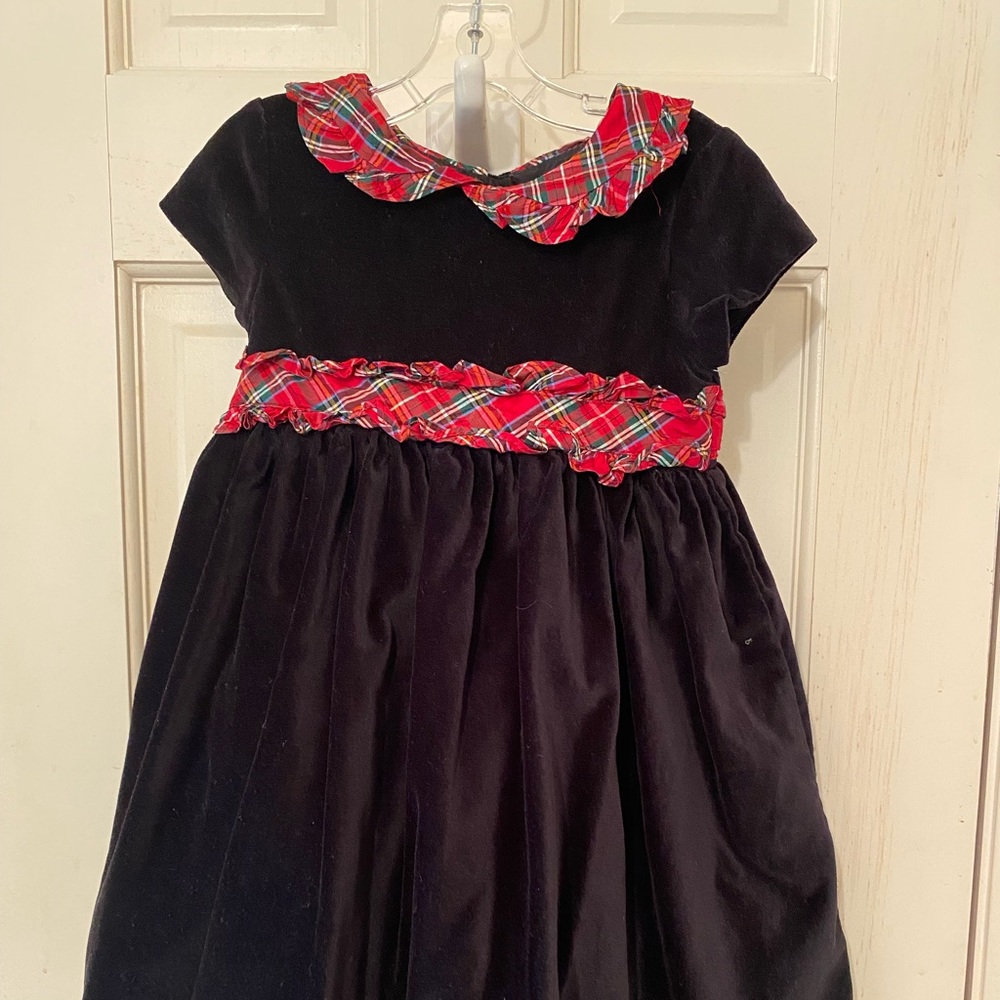 Girl's Laura Ashley Holiday Dress Black with Plaid size 2T